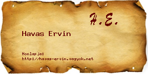 Havas Ervin névjegykártya